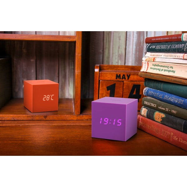 Ljubičasta LED budilica Gingko Gravity Cube-image-4