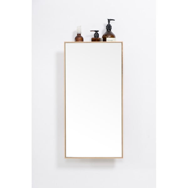 Polica s ogledalom od hrastovine u prirodnoj boji 31x61,5 cm Slimline - Wireworks-image-3