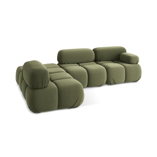 Svijetlo zelena baršunasti kutna garnitura (s lijevim kutom) Lokua – Makamii-image-4