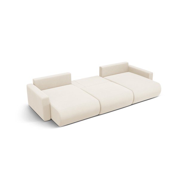 Bež baršunasti sklopiva/s prostorom za odlaganje kutna garnitura (u obliku slova "U") Belfast – Cosmopolitan Design-image-3