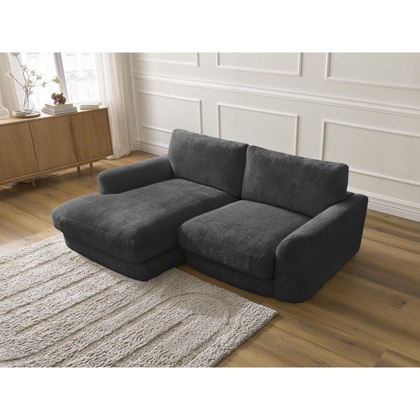 Crna kutna garnitura od šenila (s lijevim kutom/s ležaljkom) Leonore – Bobochic Paris-image-4