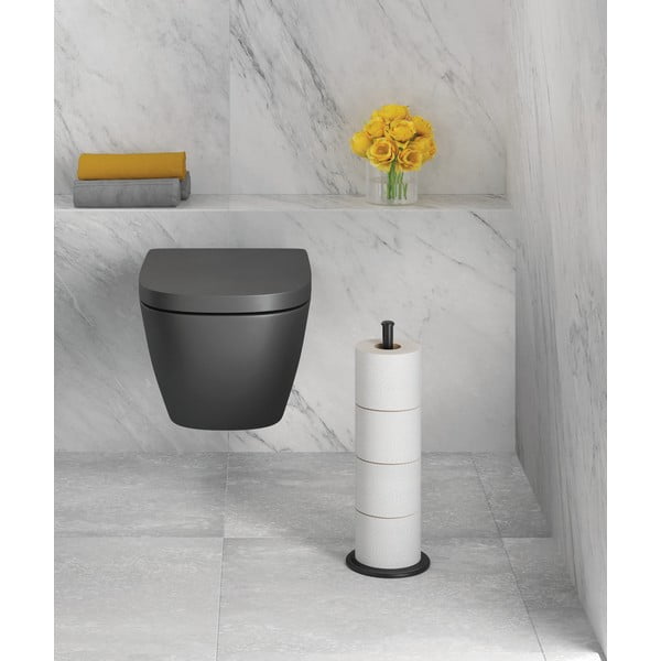 Mat crni željezan držač za WC papir Lava – Metaltex-image-1