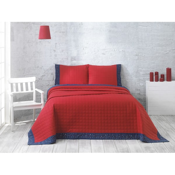 Kariran s jastucima Jolly Red, 240x250 cm