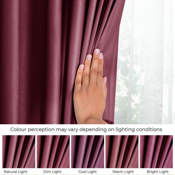 Bordo/ružičasta zavjesa za djelomično zamračenje od samta 140x270 cm Eyelets – Restilo-image-4