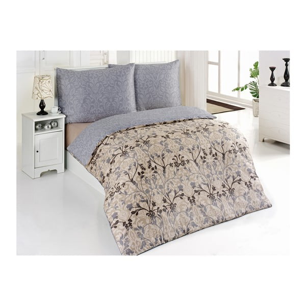 Satenska posteljina s jastukom Hurrem Beige, za krevet za jednu osobu, 135x200 cm
