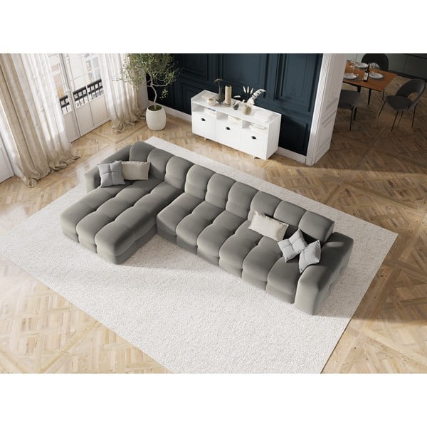 Siva baršunasta kutna garnitura (lijevi kut) Kendal - Micadoni Home-image-1