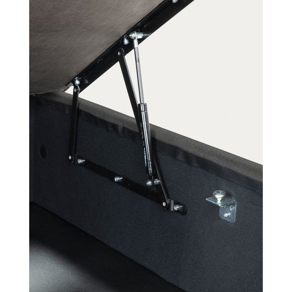 Crni tapecirani krevet s prostorom za odlaganje 90x190 cm Matters – Kave Home-image-4