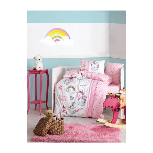 Pamučna dječja posteljina za krevet za jednu osobu Unicorn, 100 x 150 cm