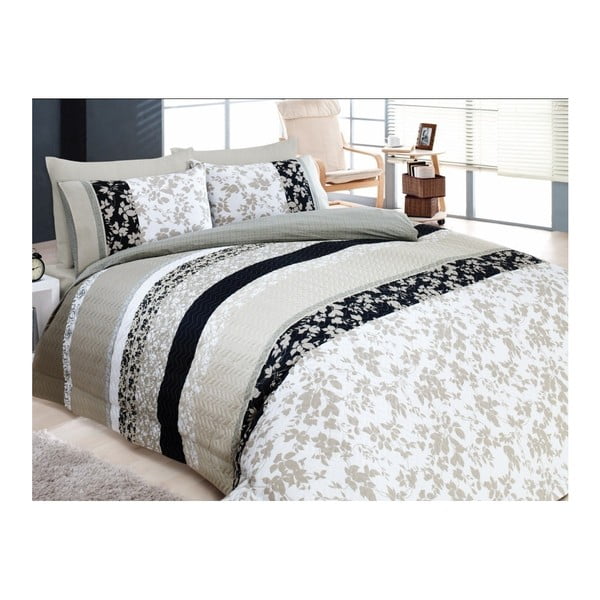 Lagani prekrivač s jastučnicama i plahtama na bračnom krevetu Deborah Beige, 220 x 230 cm