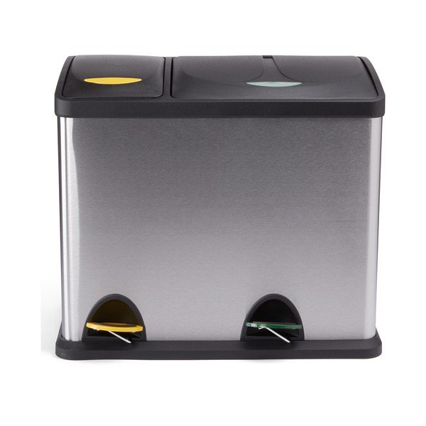 Željezna kanta za smeće 18+8 l za odvojeni otpad/s pedalom u mat srebrnoj boji   Tri Selectif – MSV-image-3