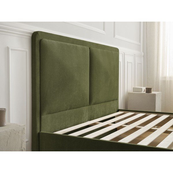 Zeleni podstavljeni tapecirani bračni krevet s podnicom 140x190 cm Mara – Bobochic Paris-image-4