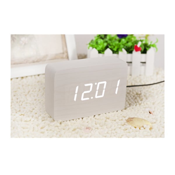 Bijela budilica s bijelim LED zaslonom Gingko Brick Click Clock-image-3