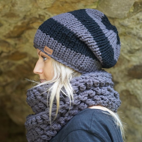 Ručno pletena kapa DOKE Stripes Beanie-image-3