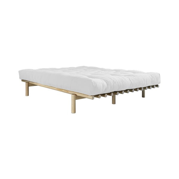 Bračni krevet od borovine s madracem Karup Design Pace Double Latex Natural Clear/Natural, 140 x 200 cm