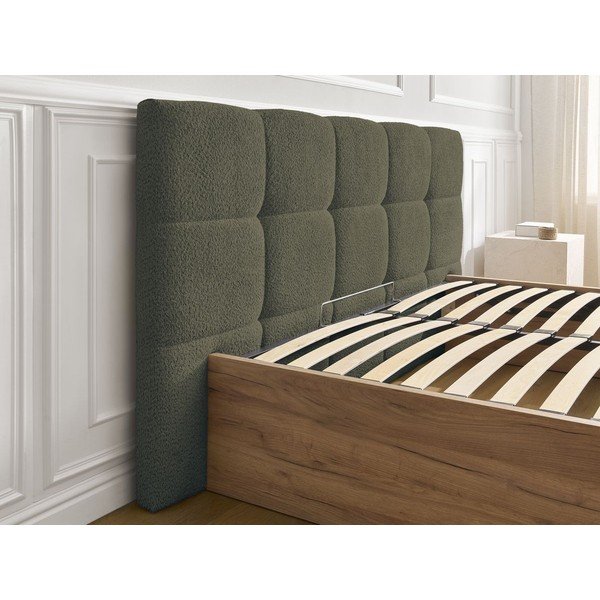 Zeleni podstavljeni tapecirani/od iverice bračni krevet s prostorom za odlaganje s podnicom 180x200 cm Kumo – Bobochic Paris-image-4