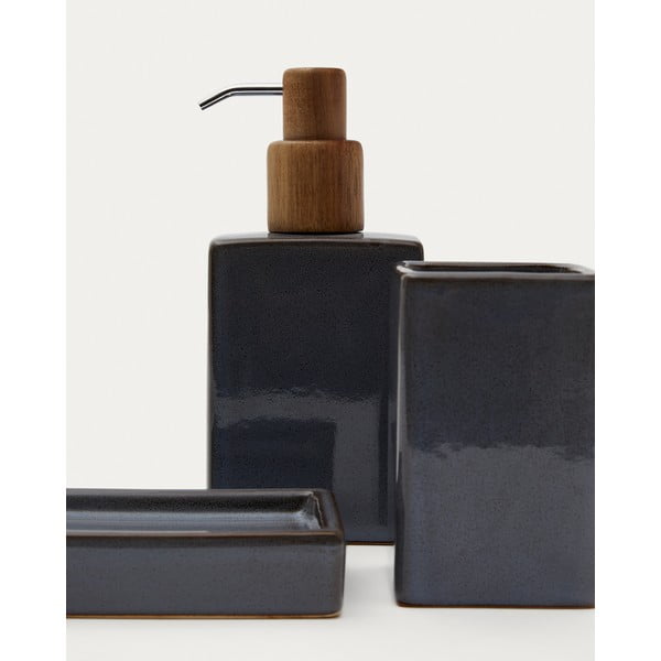 Tamno plava keramička čaša za četkice za zube Silvet – Kave Home-image-1