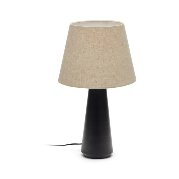 Crna/bež stolna lampa s tekstilnim sjenilom (visina 60 cm) Torrent – Kave Home