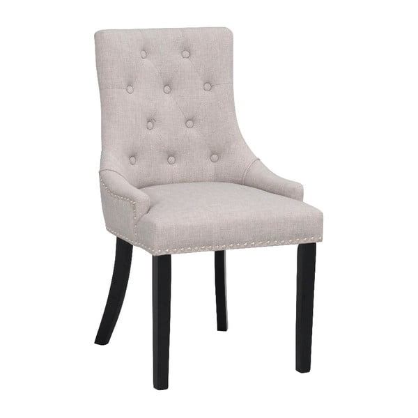 Svijetlo siva tapecirana blagovaona stolica s crnim nogama Rowico Vicky
