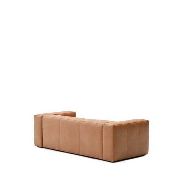 Smeđa kožna kutna garnitura (s desnim kutom/s ležaljkom) Blok – Kave Home-image-2