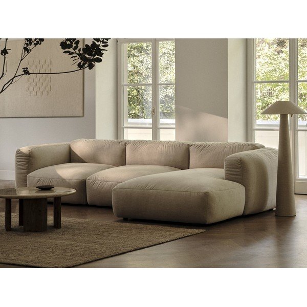 Bež kutna garnitura (s desnim kutom/u obliku slova "U") Martina – Micadoni Home-image-1