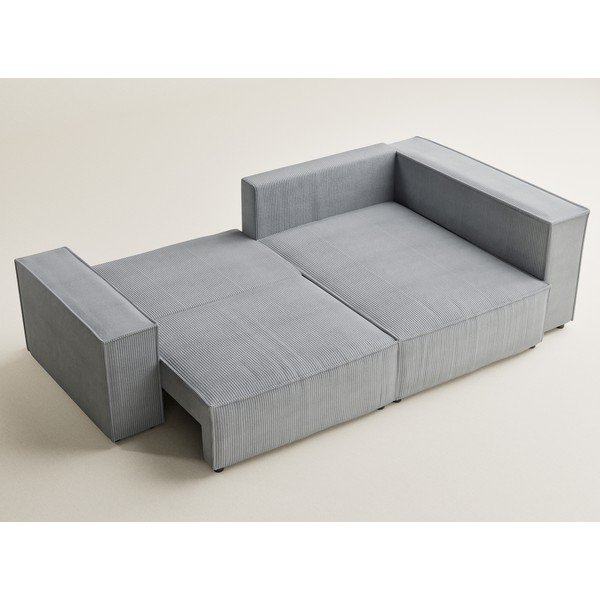 Siva sklopiva/s prostorom za odlaganje kutna garnitura od samta (s desnim kutom/u obliku slova L) Tonga – Maison de Rêve-image-3