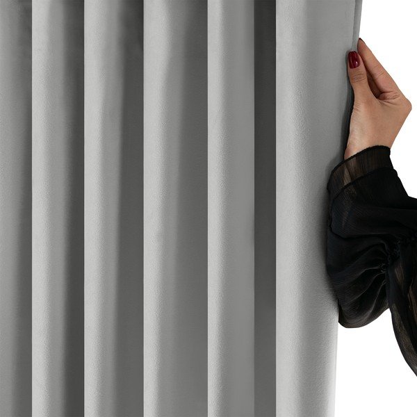 Siva zavjesa za djelomično zamračenje od samta 400x270 cm Velto – Filumi-image-3