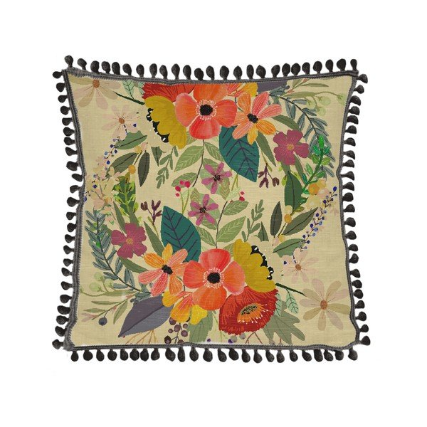 Jastuk od mješavine lana Little Nice Things Floral Panda, 45 x 45 cm-image-2
