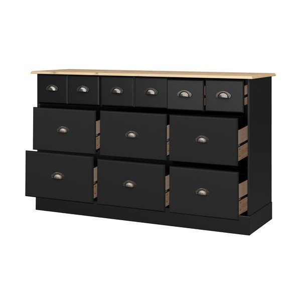Crna komoda s 9 ladica Støraa Leander-image-2