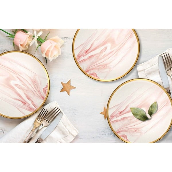 Set od 6 ružičasto-bijelih porculanskih desertnih tanjura Mia Lucid, ⌀ 19 cm