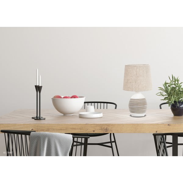 Bež stolna lampa s tekstilnim sjenilom (visina 35 cm) Ambon – Candellux Lighting-image-1