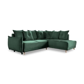 Zelena sklopiva kutna garnitura od samta (s desnim kutom) Lazy Lukka – Miuform