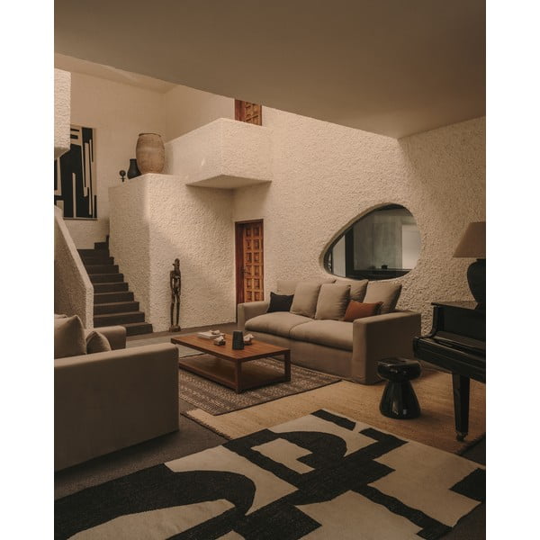 Crni/krem obostrani/ručno rađen tepih od mješavine jute 160x230 cm Sotty – Kave Home-image-2