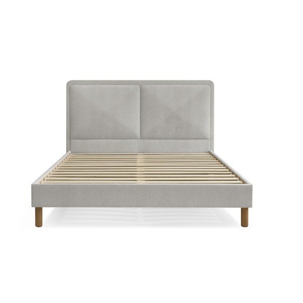 Sivi podstavljeni tapecirani bračni krevet s podnicom 180x200 cm Mara – Bobochic Paris