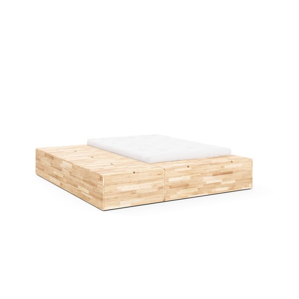 Bračni krevet od masivnog bora s prostorom za odlaganje s podnicom 160x200 cm u prirodnoj boji Basement Bed – Karup Design-image-3