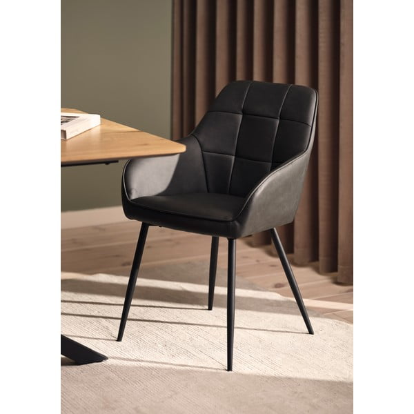 Tamno sive podstavljene blagovaonske stolice u setu s naslonima za ruke 2 kom Nolan Square – Unique Furniture-image-2