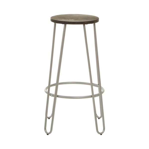 Barska stolica od čvrstog brijesta u srebrnoj boji/u prirodnoj boji (visine sjedala 75 cm) District – Premier Housewares-image-2