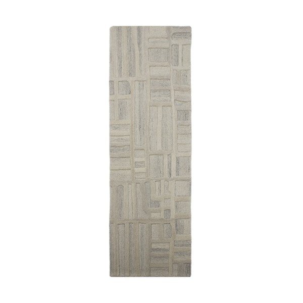 Sivo-bež ručno rađena vunena staza 80x300 cm Elva  – Flair Rugs