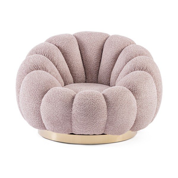 Ružičasta okretna fotelja od bouclé tkanine Florel – Bizzotto-image-2