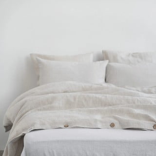 Bijelo-bež lanena posteljina za bračni krevet 200x200 cm – Linen Tales