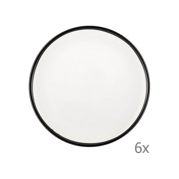 Set od 6 bijelih porculanskih desertnih tanjura Mia Halos Black, ⌀ 19 cm