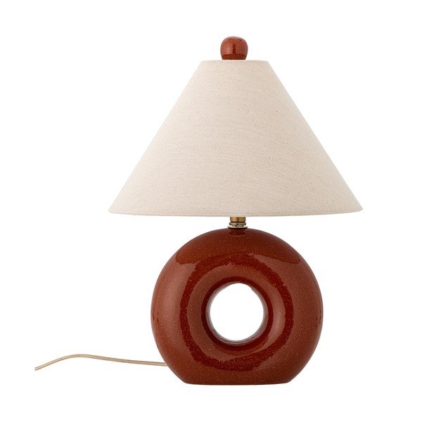 Crvena/krem stolna lampa keramička s tekstilnim sjenilom (visina 42 cm) Panja – Bloomingville