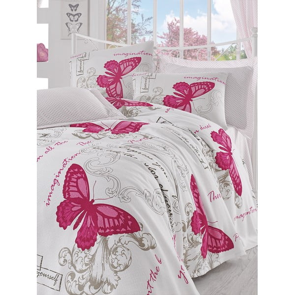 Prekrivač s plahtom Pink Butterfly, 160x235 cm
