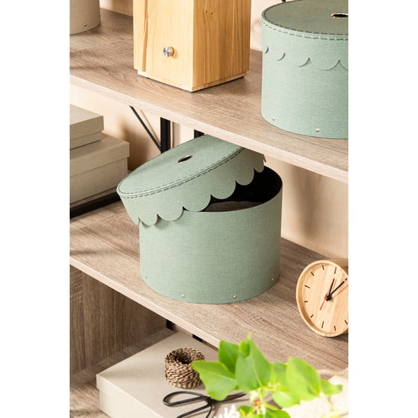 Plavozelene kartonske kutije za pohranu u setu  2 kom s poklopcem ø 26x17,5 cm Wilma Canvas Paper Laminate – Bigso-image-1