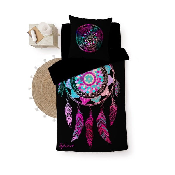 Crna pamučna posteljina za krevet za jednu osobu 140x200 cm Porte Bonheur – douceur d'intérieur