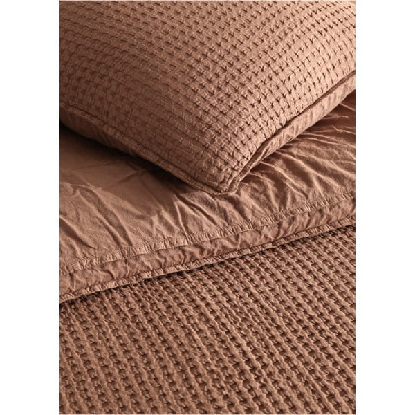 Smeđa posteljina za bračni krevet/za produženi krevet od renforce pamuka 240x220 cm Waffle Striped – Mila Home Luxury-image-1