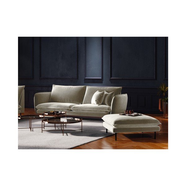 Bež baršunasta sofa Cosmopolitan Design Vienna, 160 cm-image-1