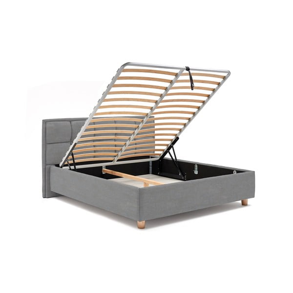 Svijetloplavi bračni krevet s rešetkom i prostorom za odlaganje ProSpánek Karme, 160 x 200 cm-image-4