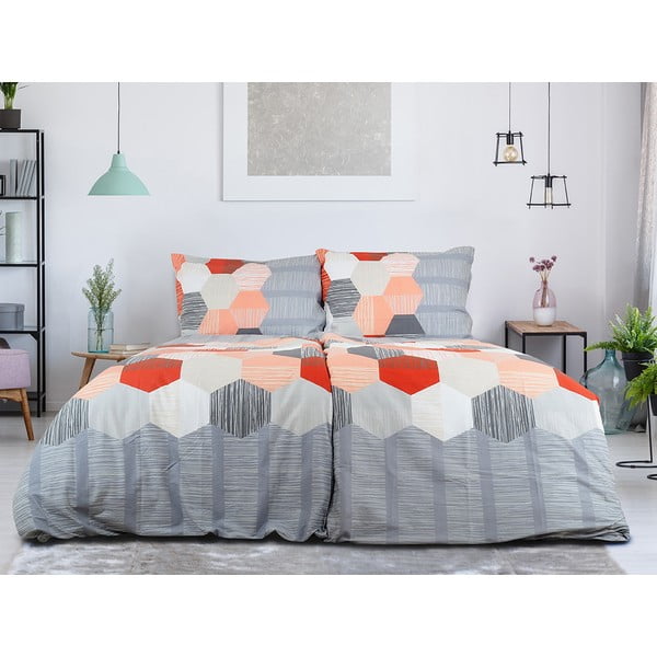 Siva posteljina za krevet za jednu osobu od krepa 140x200 cm Honey Comb – B.E.S.