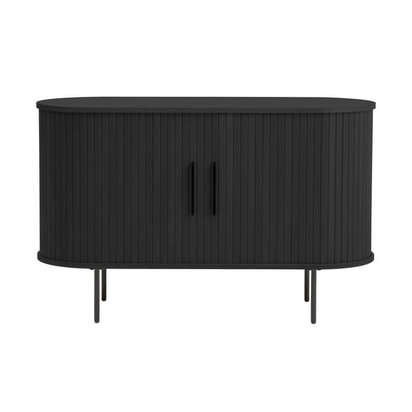 Crna komoda u dekoru hrasta s kliznim vratima 120x76x45 cm Nola – Unique Furniture