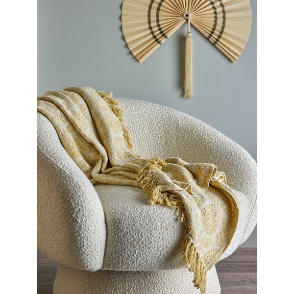 Žuta  deka od mješavine pamuka 130x155 cm Pratello – Bloomingville-image-3